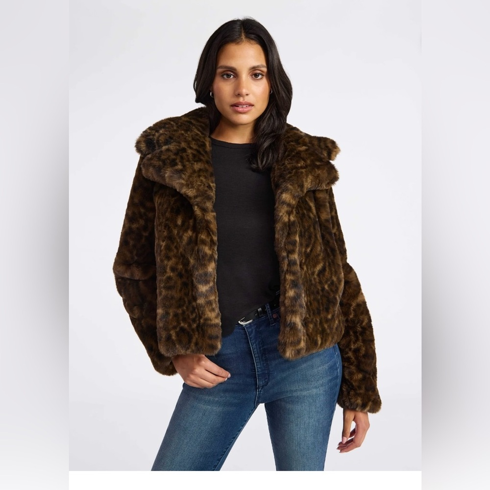 Sofia by Sofia Vergara Leopard Print Faux Fur Jacket